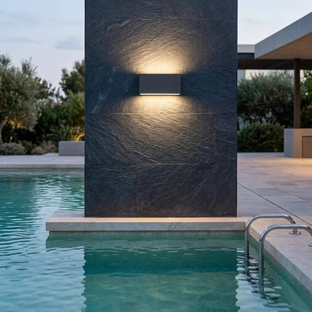 Applique LED Top Light MADRID 18 IP65 CCT Biemissione Alluminio Vetro
