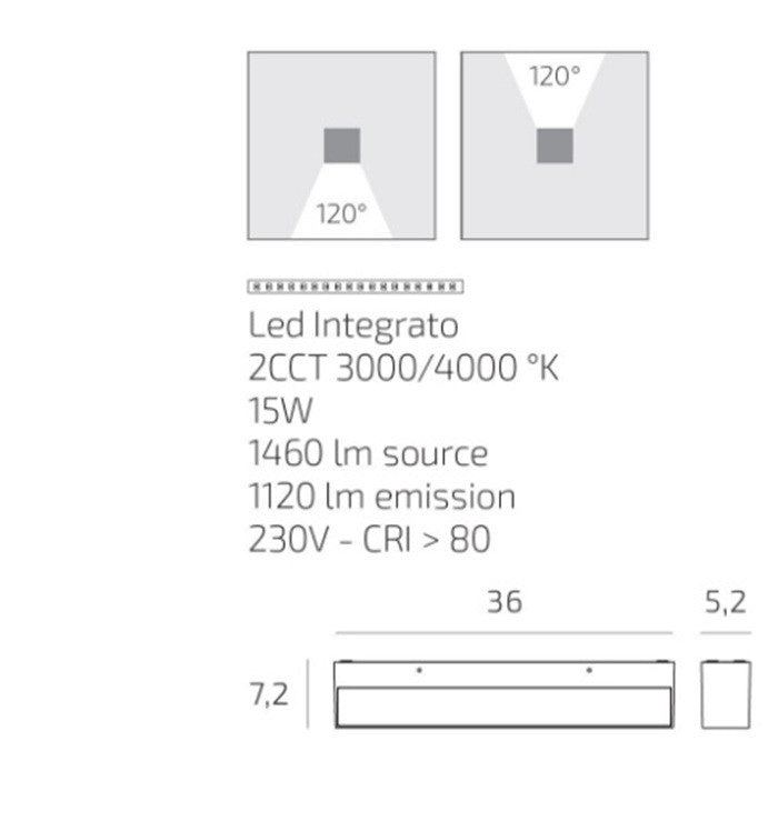 Applique Monoemissione Esterna Porto 36cm Led 15W CCT IP65 Top Light