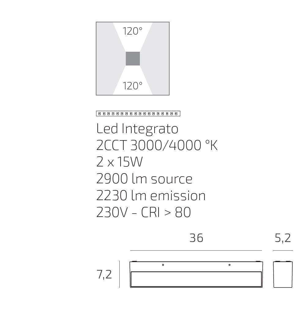 Applique Porto Top Light Outdoor Led CCT 30W Doppia Emissione IP65
