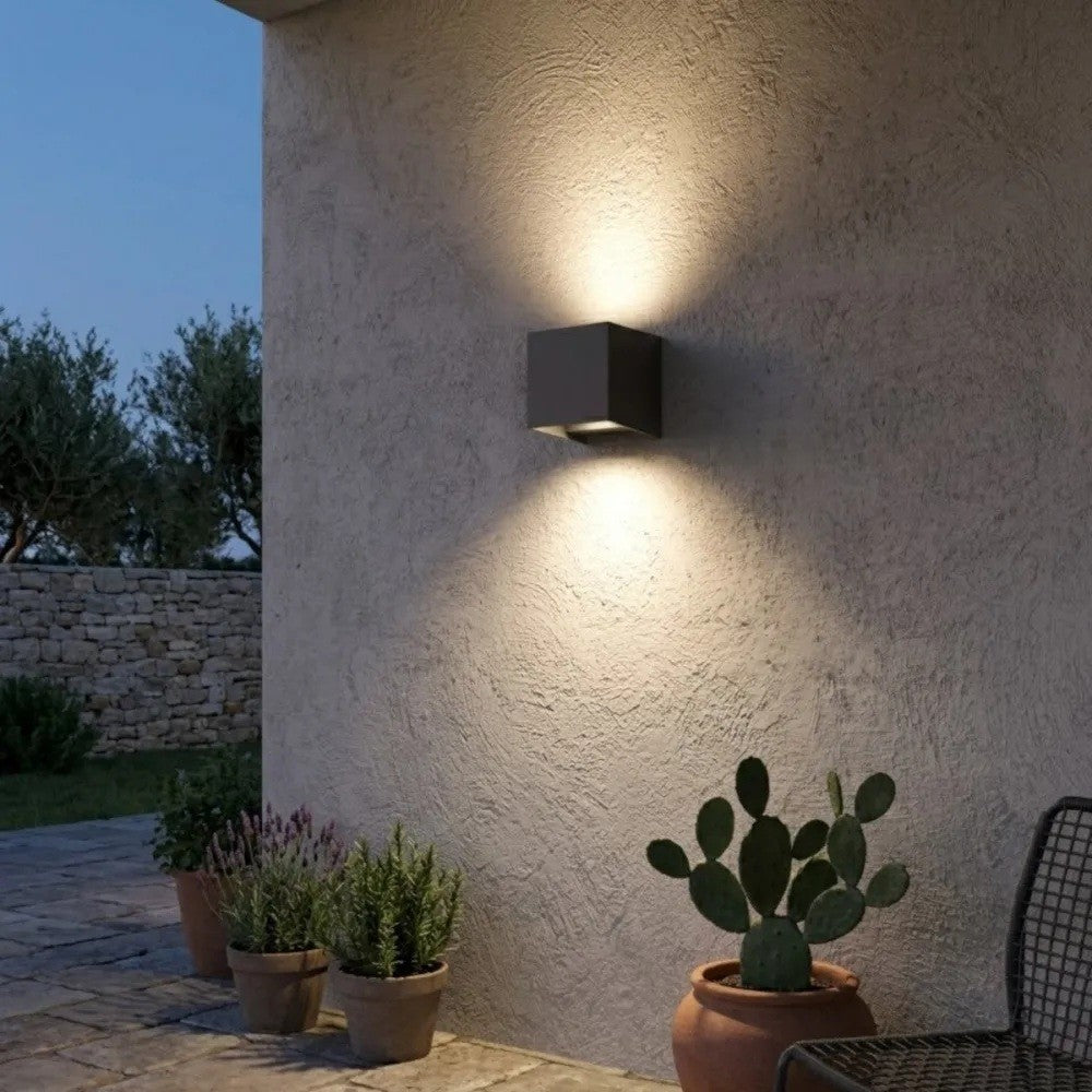 Applique LED Cubo Top Light PERTH AP IP65 10W CCT Biemissione Alluminio