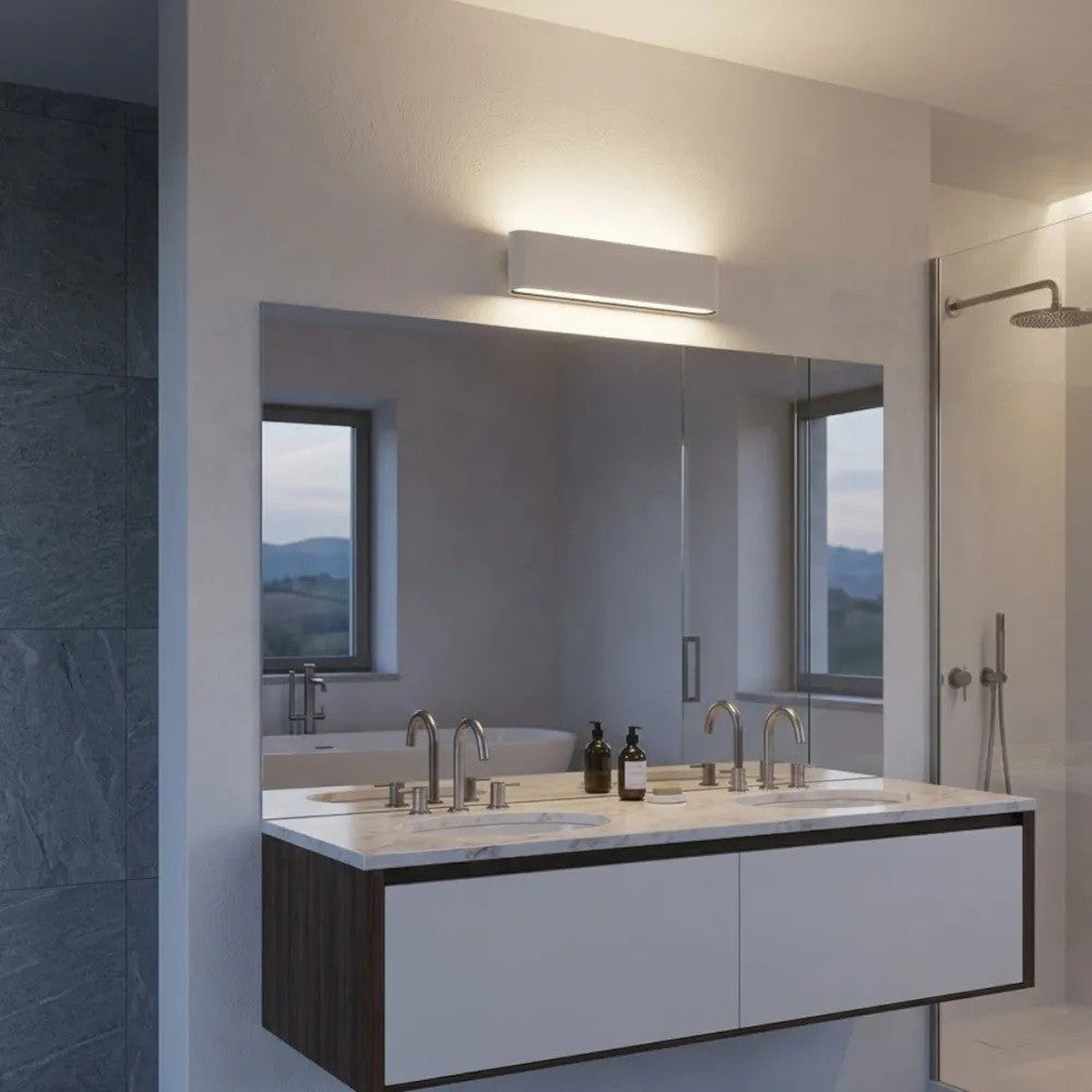 Applique LED Top Light LIMA 28 IP54 CCT Biemissione Alluminio Vetro