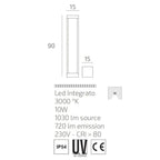 Lampione Paletto Moderno Top Light MONACO PA90 GA LED 3000 IP54 Alluminio
