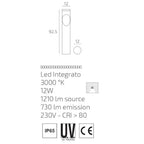 Lampione Paletta Moderno Top Light BELIZE LED PA95 12W 3000K IP65 Alluminio