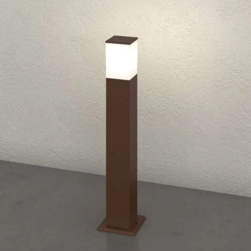 Lampione Paletto Top Light NIZZA CORTEN E27 LED IP44 Alluminio e Policarbonato