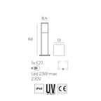 Lampione Paletto Top Light NIZZA CORTEN E27 LED IP44 Alluminio e Policarbonato