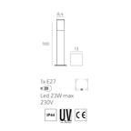 Lampione Paletto Top Light NIZZA CORTEN E27 LED IP44 Alluminio e Policarbonato