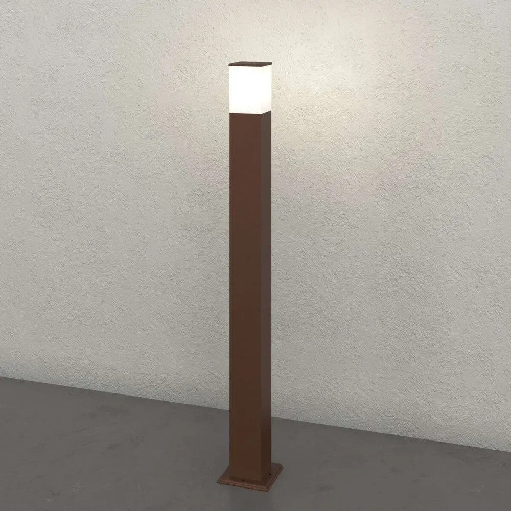 Lampione Paletto Top Light NIZZA CORTEN E27 LED IP44 Alluminio e Policarbonato
