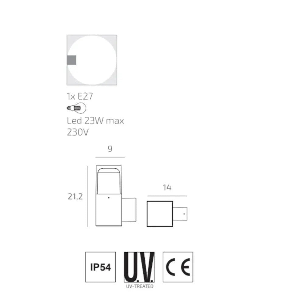 Applique Classico Top Light YORK AP CO E27 LED IP54 Alluminio e Policarbonato