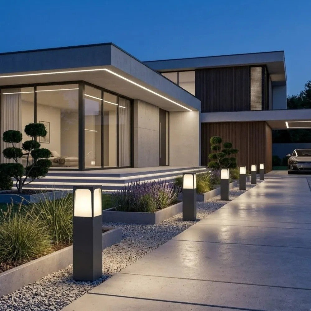 Lampione Paletto Moderno Top Light YORK GA E27 LED IP54 Alluminio 30-50-80cm