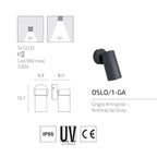 Applique Proiettore Moderna Top Light OSLO 1 GA GU10 LED IP65 Orientabile Alluminio Vetro
