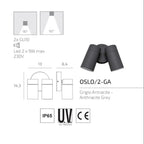 Applique Moderna Top Light OSLO 2 GA GU10 LED IP65 Orientabile Alluminio e Vetro