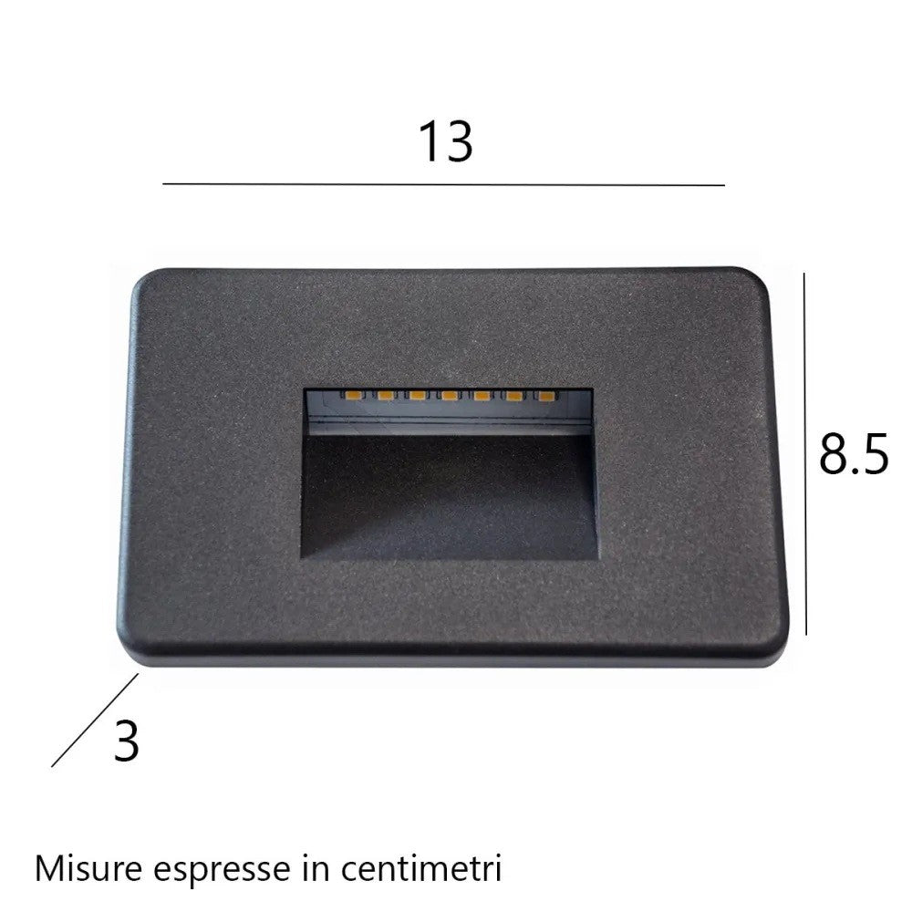 Segnapasso Incasso Top Light INTRO MA 2W LED CCT 100LM IP65 230V Grigio Antracite Policarbonato