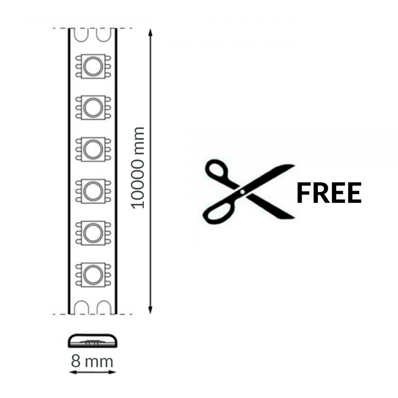 Striscia Led Free Cut Taglio Libero 24V 13W/MT COB 10 metri IP20 CRI90 Luce 4000K
