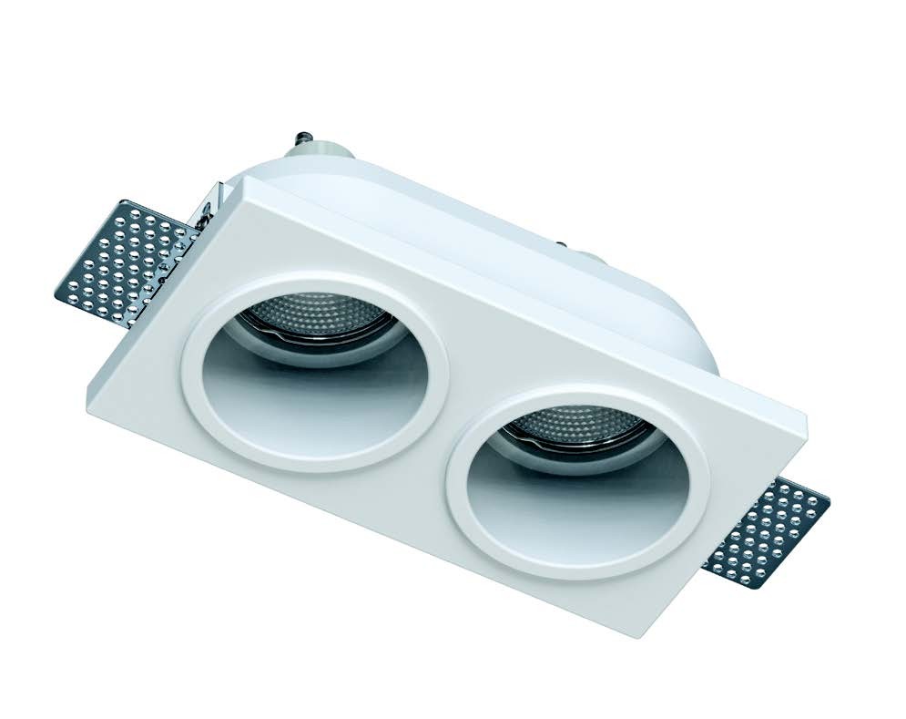 Portafaretto in Gesso Ceramico Doppio Tondo Cornice a Vista da Incasso