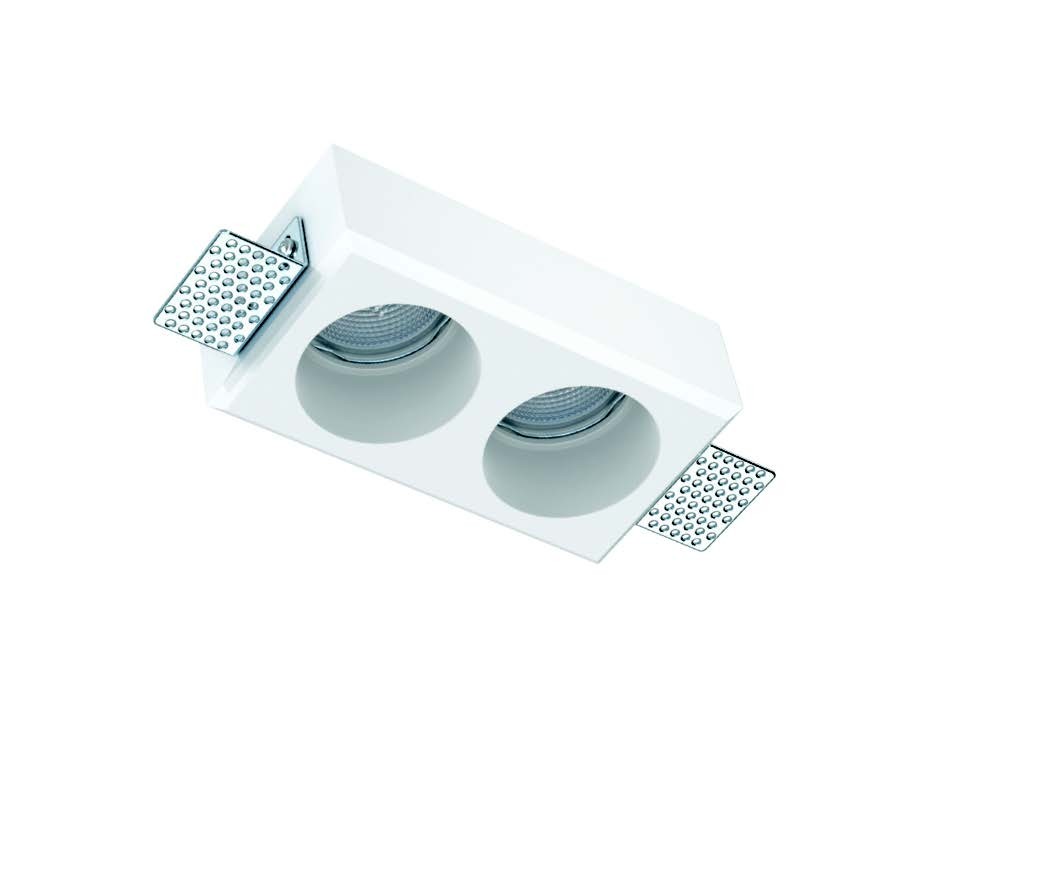 Portafaretto in Gesso Ceramico Quadrato Doppio Effetto Tondo da Incasso