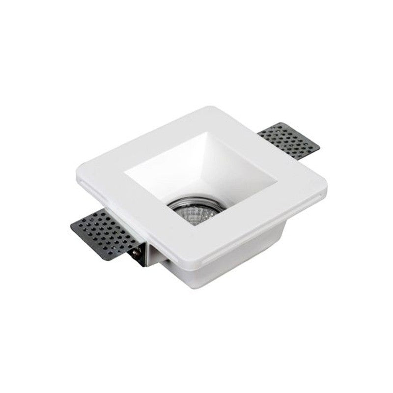 Portafaretto Quadrato Basso Da Incasso In Gesso Per Lampadine GU10 e MR16